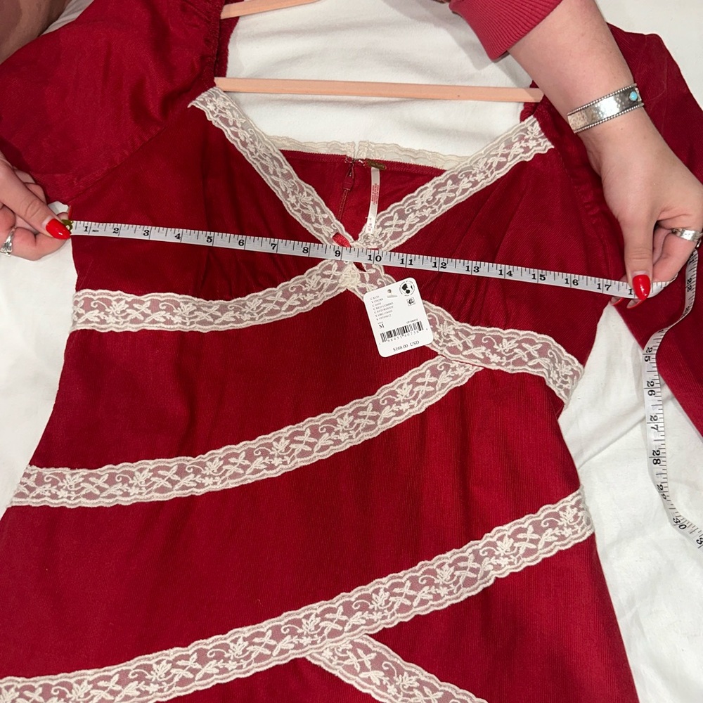Free People Red Dress with White Lace Detail - Picture 6 of 8